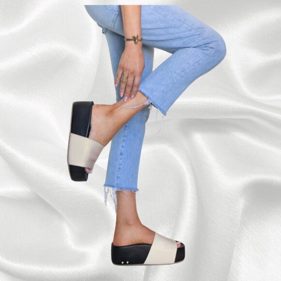 BEEK Albatross Cream Leather Platform Sandals Worn Once Like New Size 8 - Picture 3 of 17